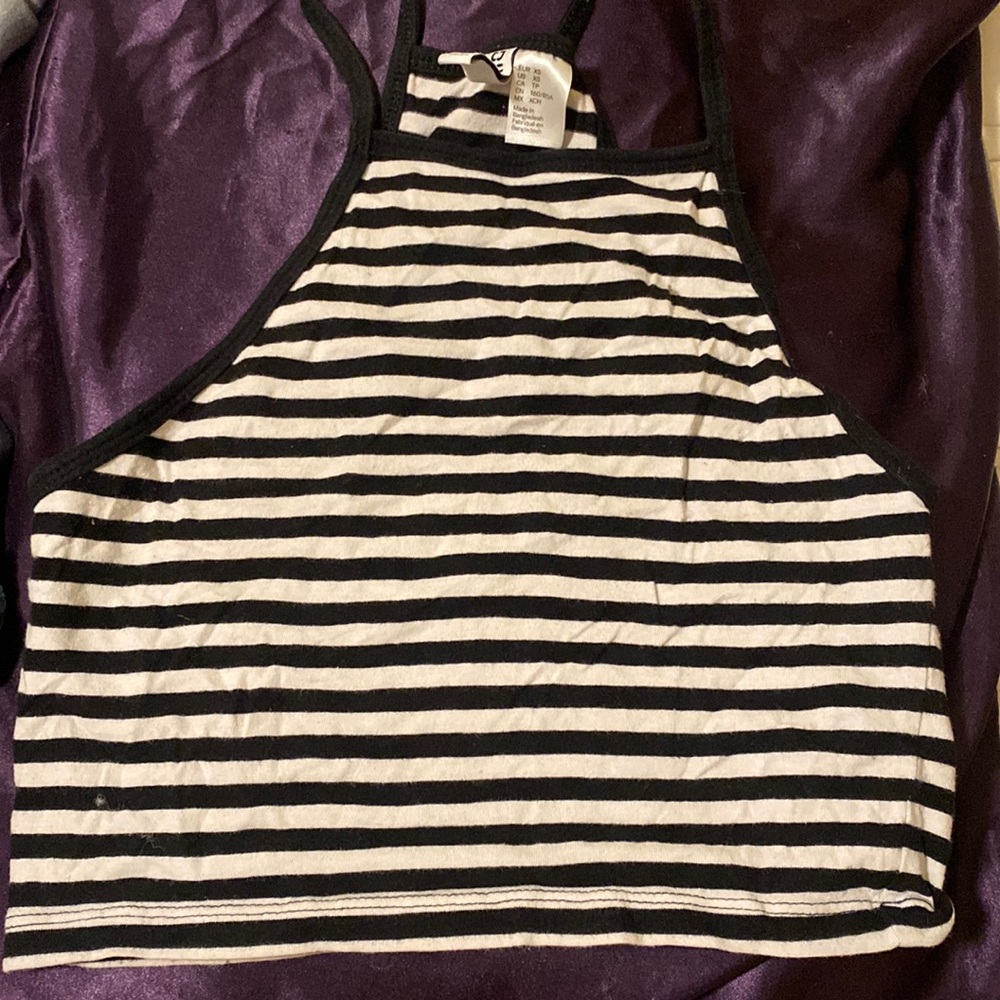 Stripped cropped halter top